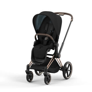 CYBEX PLATINUM PRIAM 4 STROLLER - ROSE GOLD/BROWN FRAME AND SEPIA BLACK SEAT PACK