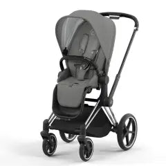 CYBEX PLATINUM PRIAM 4 STROLLER - CHROME BLACK FRAME AND SOHO GREY SEAT PACK