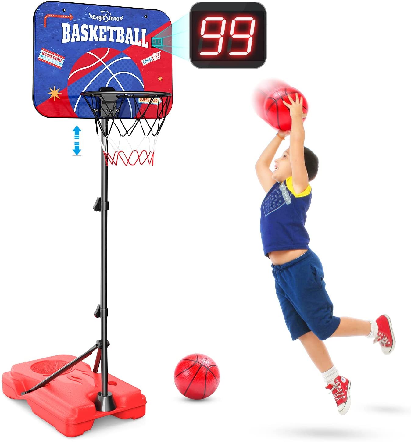 EAGLE STONE KIDS BASKETBALL HOOP SET INDOOR & OUTDOOR