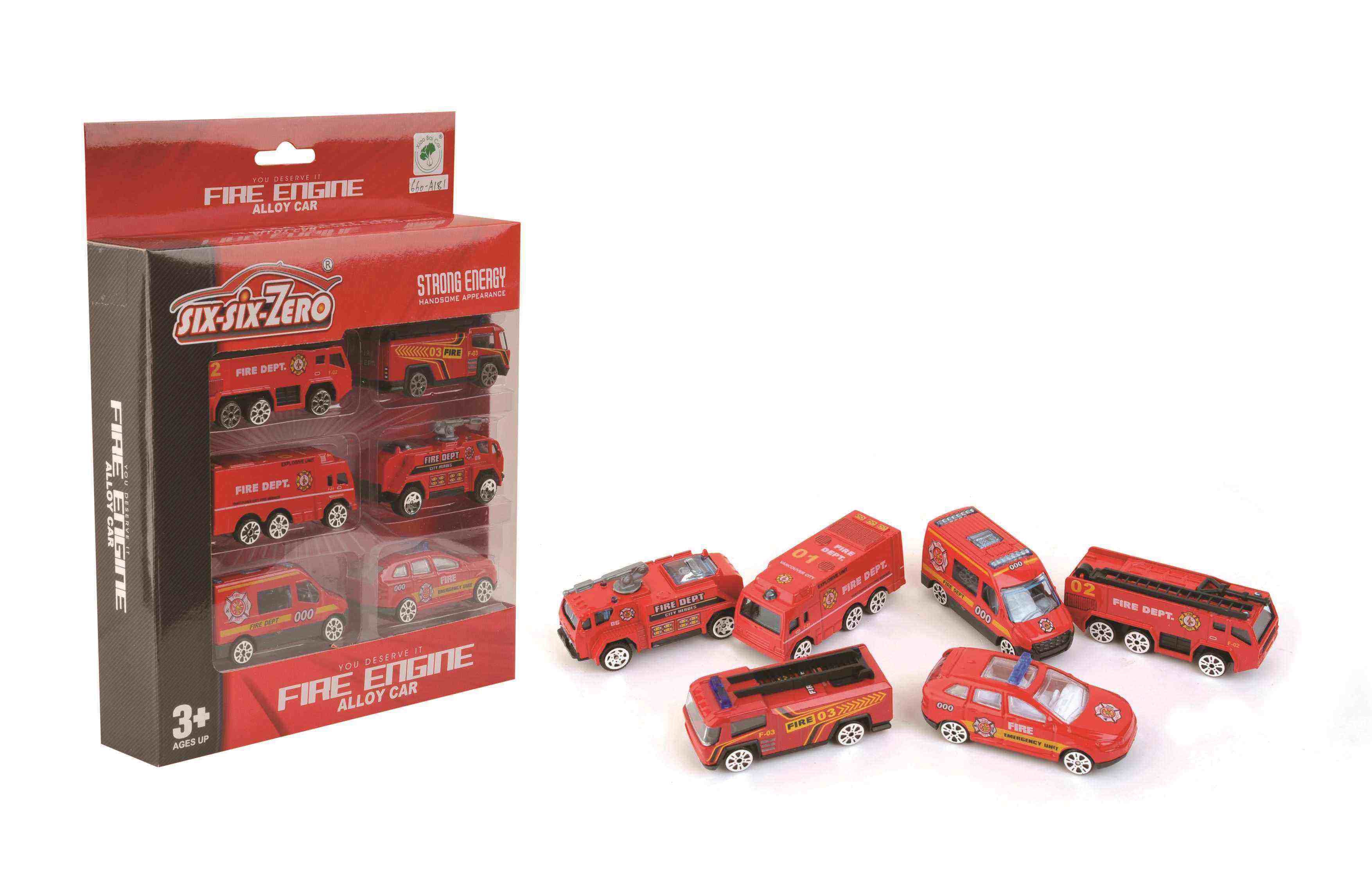 HANDSOME DIE CAST CAR RED 6 PCS 660-A181