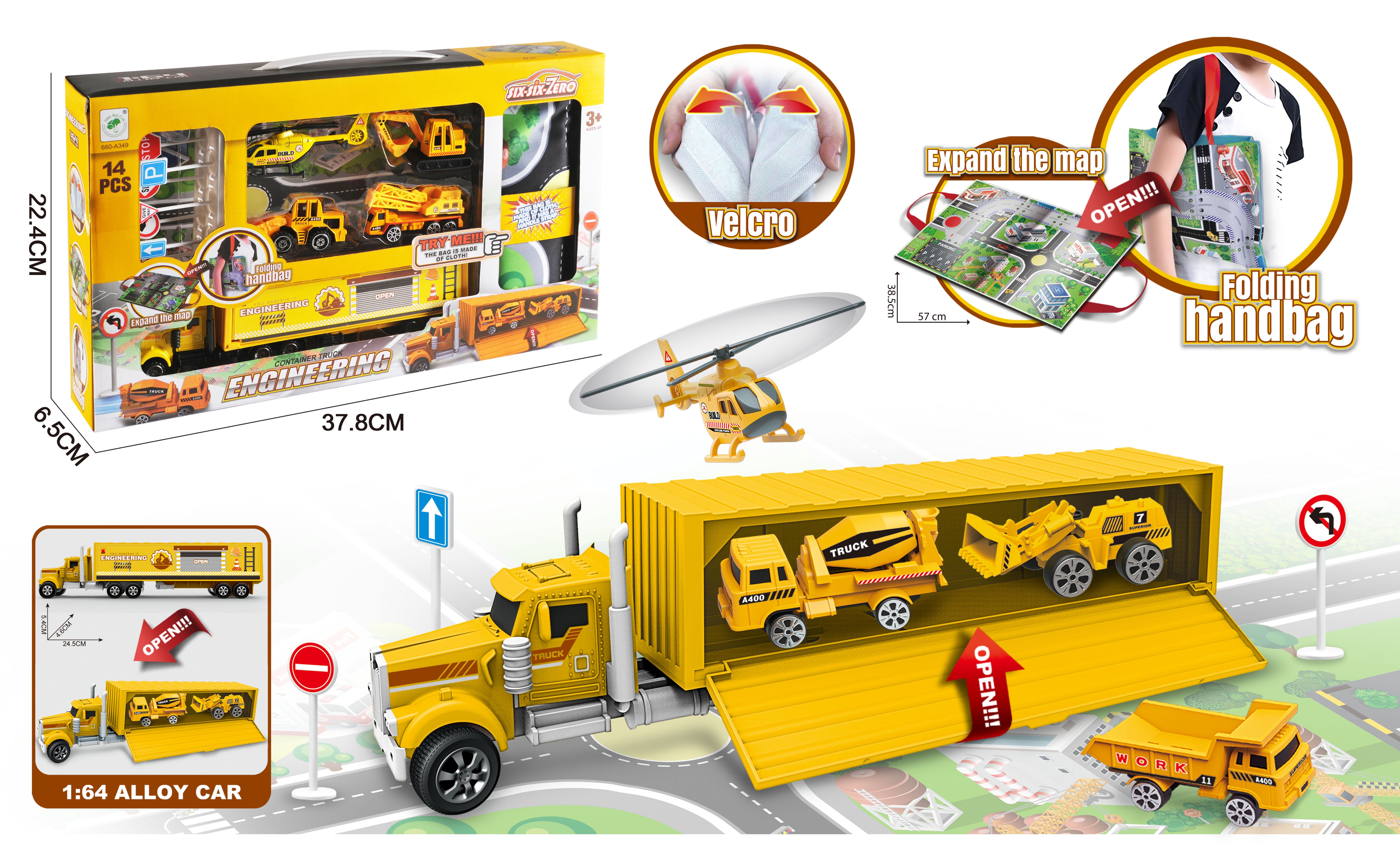 HANDSOME TRACTOR WITH FOLDING HANDBAG MAP 14 PCS 660-A349