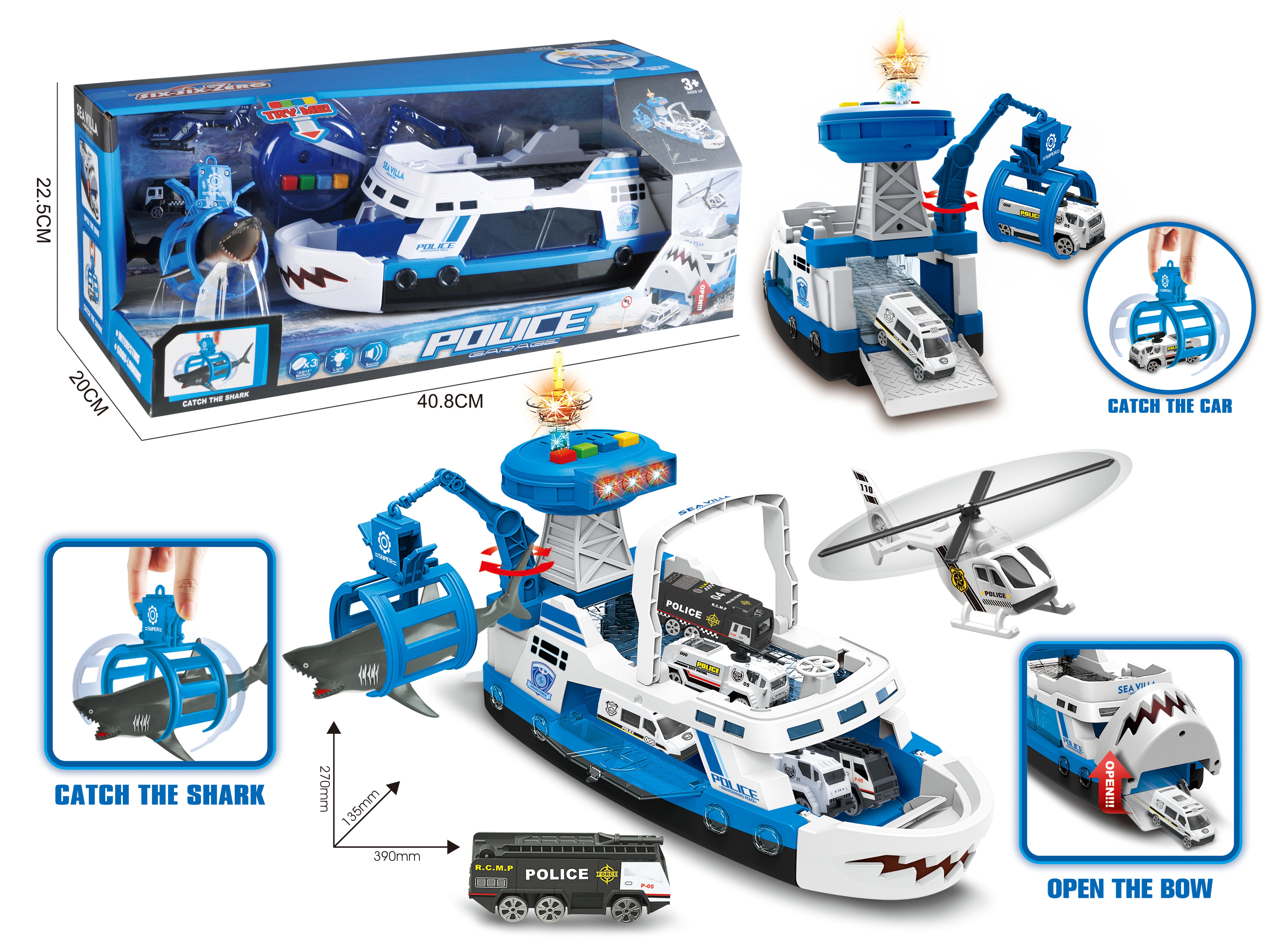 HANDSOME SLINGSHOT SHARK POLICE STORAGE BOAT 660-S01