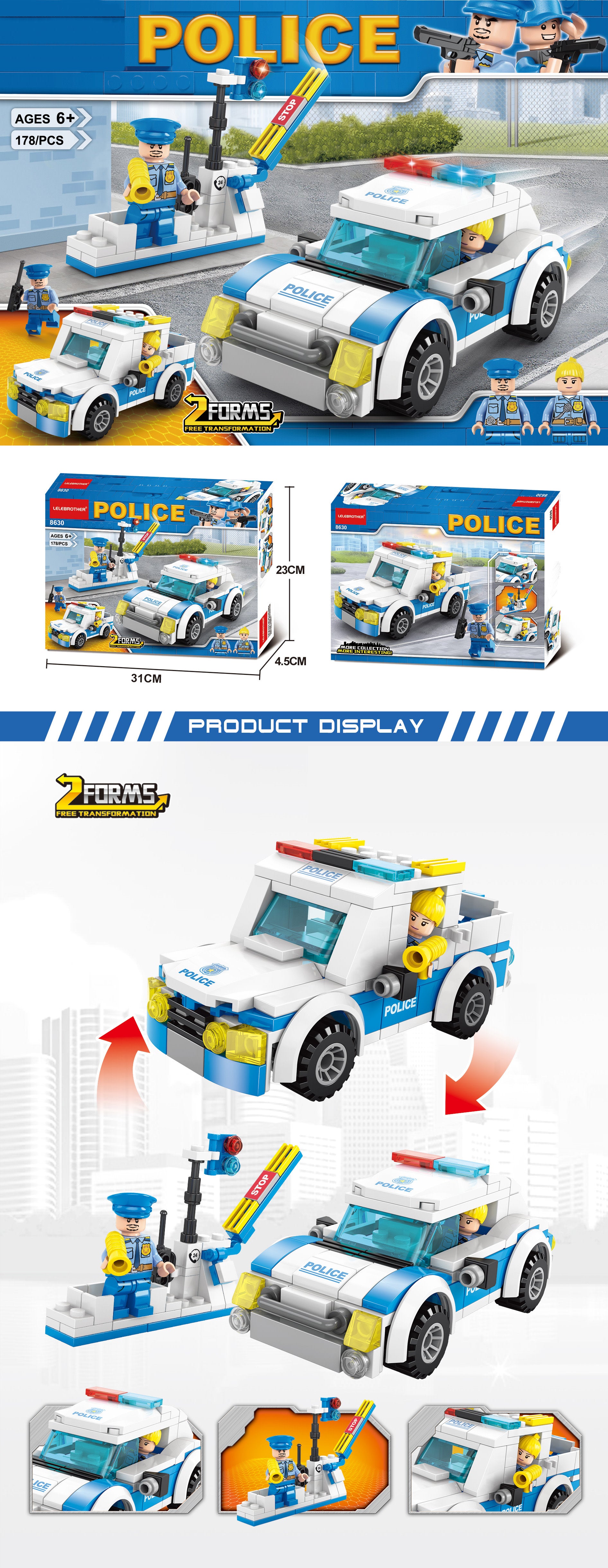 HANDSOME HIGH SPEED POLICE CAR CHACE BLOCKS 178 PCS 8630