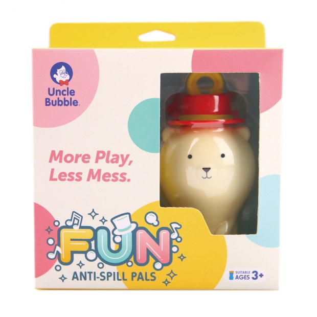 UNCLE BUBBLE FUN ANTI-SPILL PALS WITH 2OZ BUBBLE SOLUTION