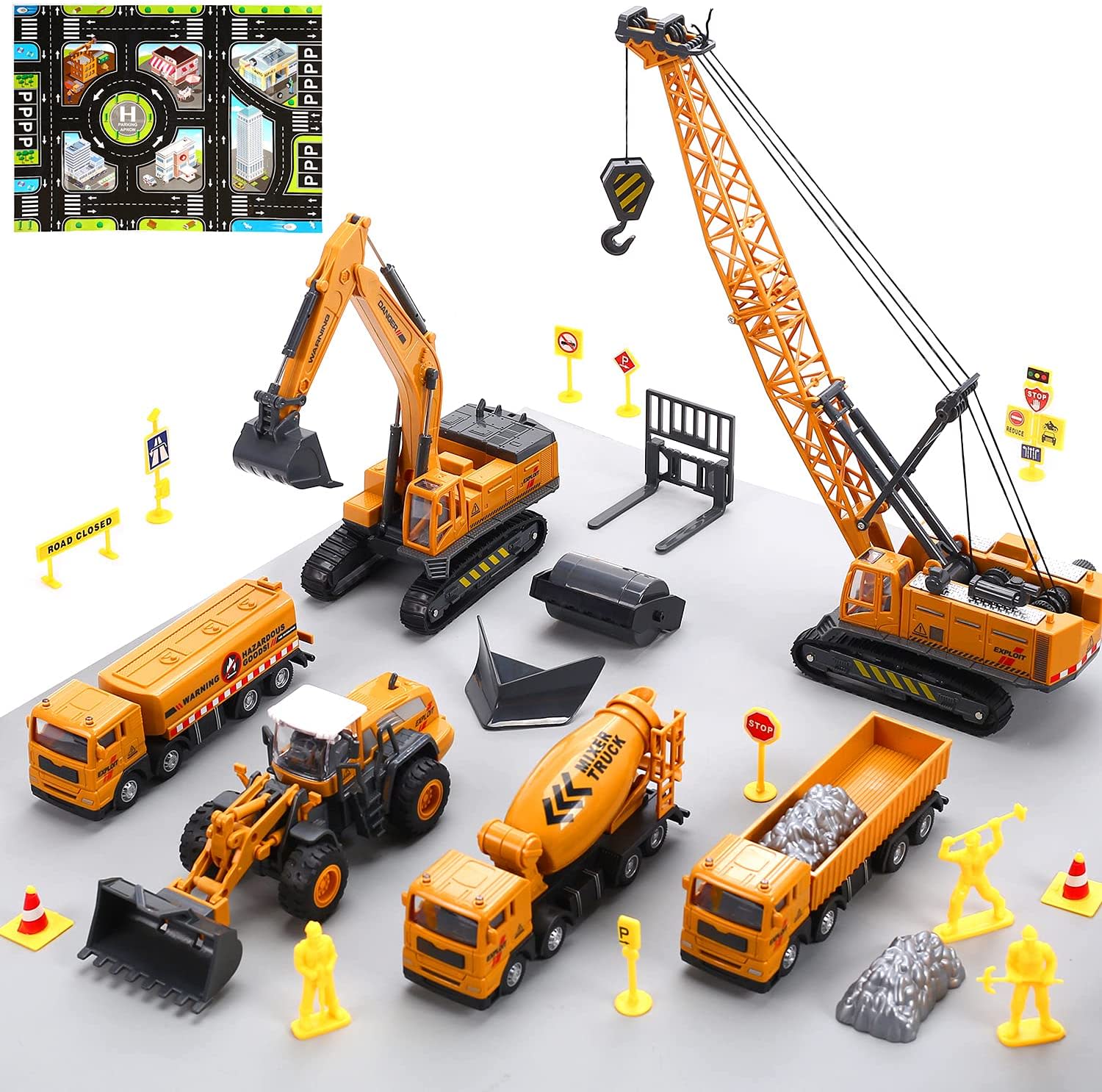 CUTE STONE CONSTRUCTION SITE VEHICLES PLAYSET