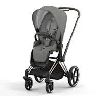 CYBEX PLATINUM PRIAM 4 STROLLER - ROSE GOLD/BROWN FRAME AND SOHO GREY SEAT PACK