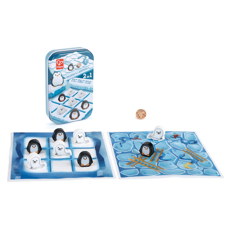 HAPE CLASSIC POCKET GAMES-SNAKES & LADDERS 2 IN 1 TIC TAC TOE